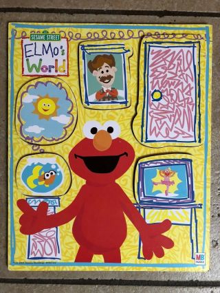 Sesame Street Elmo " S World Opposites Mr.  Noodle Board Puzzle - Euc - Rare