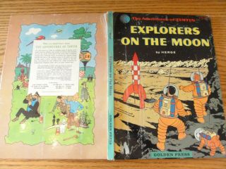 RARE Golden Book ADVENTURES OF TINTIN EXPLORERS ON THE MOON Hege 1960 2