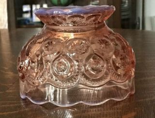 L E Smith Glass Moon & Stars Carnival Pink Opalescent Fairy Lamp Top Rare