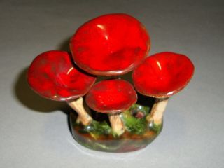 Rare Lorenzens Of Lantz Nova Scotia Red Russula Mushroom Flower Frog Art Pottery