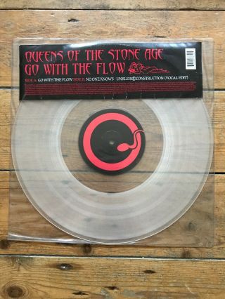 Rare Queens Of The Stone Age Go With The Flow 12 " Clear Vinyl 2003 Unkle Remix