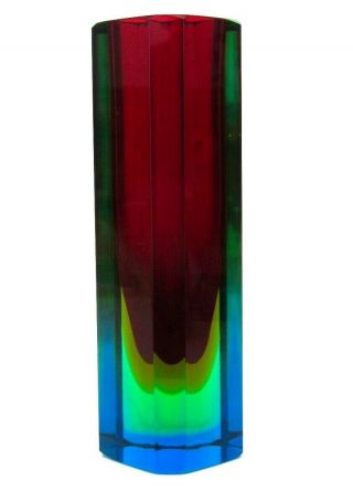 X Rare 5 Colours Combination Murano Sommerso Submerged Space Age Block Vase
