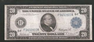 Rare 7 Digit Serial Number Atlanta Burke/houston 1914 $20 Large Frn