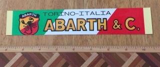 Abarth And Company,  Torino Italia.  Rare Factory Racing Sticker.