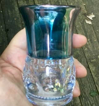 Carnival Rare Blue Westmoreland Kings Crown Juice Glass “bob Smith Collection”