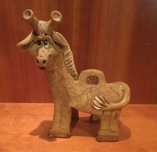 Vintage Giraffe Bell Rare Hindt California Mid - Century Studio Art Pottery