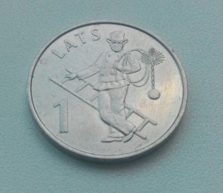 Latvian 1 Lat Jubilee Coin Chimney Sweep 2008 Rare (skurstenslaukis)