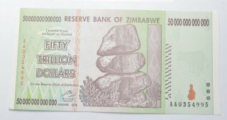 Rare 2008 50 Trillion Dollar - Zimbabwe - Uncirculated Note - 100 Series 699