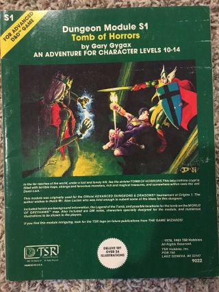 Advanced Dungeons & Dragons Ad&d 1st Ed Module - S1 Tomb Of Horrors (rare)