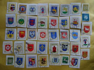 Coats Of Arms - Stamps Of Lithuania Lituanie - Rare Kiloware Stamps On Paper