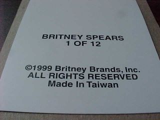 Rare Britney Spears Sticker Series One 1999 - - Vending Display Card,  1 Sticker 3