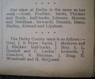 Rare 1900 1901 SHEFFIELD UNITED Reserves v DERBY COUNTY Res FOOTBALL PROGRAMME 3