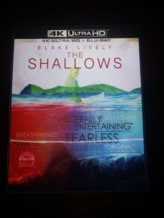 The Shallows (dvd,  2016,  4k Ultra Hd Blu - Ray/blu - Ray) Rare Lenticular Slipcover