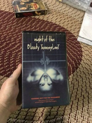 Night Of The Bloody Transplant Horror Sov Slasher Rare Oop Vhs Big Box Slip