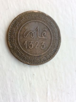 Morocco 10 MAZOUNAS ABDELAZIZ - 1323 AH Bronze Coin Alaouite RARE DATE FES 4
