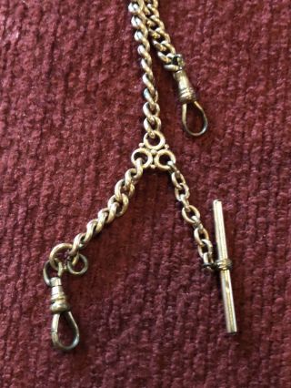 Vintage Pocket Watch Chain Filled Unique End Link Bar Heavy Antique Rare