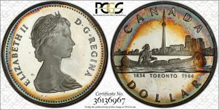 1984 Canada Toronto Silver $1 Dollar Bu Pcgs Pr64dcam Rare Round Multi Toned