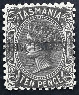 Rare 1870 - Tasmania Australia 10d Black Sideface Stamp Wmk 10 Muh Specimen