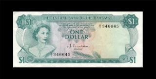 1974 British Colony Bahamas Qeii $1 Rare Prefix " A/1 " ( (ef, ))