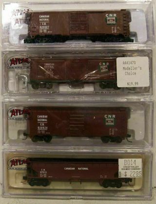 4 N Scale Atlas Cn Freight Cars Knuckle Couplers Boxed Rare.  Scroll Down