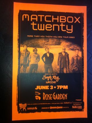 Matchbox Twenty 20 Rob Thomas Maroon 5 Adam Levine Sugar Ray Rare Concert Poster
