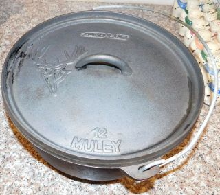 Rare Camp Chef 12 Muley Cast Iron Covered Dutch Oven