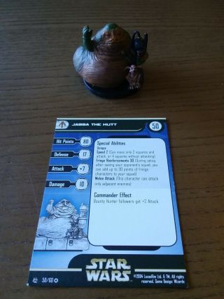 Star Wars Miniatures Jabba The Hutt 50/60 Rebel Storm W/card Very Rare