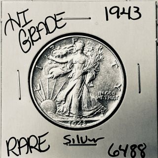 1943 Liberty Walking Silver Half Dollar Hi Grade U.  S.  Rare Coin 6488