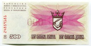 Bosnia 500 (000) Dinara 1993 UNC Overstamp Sarajevo Rare Small Red Zeros 2