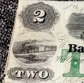 1863 Bank of De Soto $2 Nebraska Large Size,  Rare Note with De Soto Paddle Wheel 3