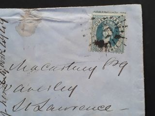 Rare 1871 - Queensland Australia 2d blue Chalon Head stamp on Cover NEBO 2