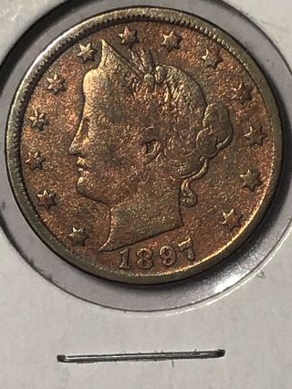 1897 Liberty Nickel,  V Nickel,  Very Scarce Date Very Rare Wow