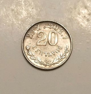 Mexico 1900 Zs Z 20 Centavos Silver Coin Au/unc Details Rare Scarce
