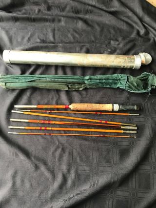 Very Rare Six Piece Tonkin Cane Bamboo Fly Fishing Rod 3090 1949 - 1955 Era
