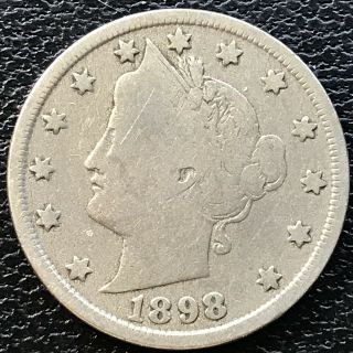 1898 Liberty Head Nickel 5c Better Grade Rare 13056