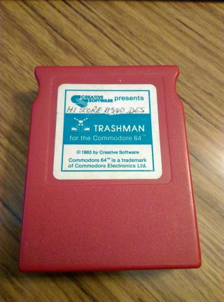 Ultra Rare Red Cartridge For C64 / Commodore 64 - Trashman - 1983 Creative S/w