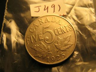 Canada 1925 Top Keydate Rare 5 Cent Coin Idj491