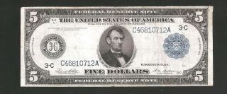 Sharp Rare Type A Philadelphia 1914 $5 Federal Reserve Note