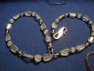 Ultra Rare Carved Stone Sterling Silver Big Chunky Necklace