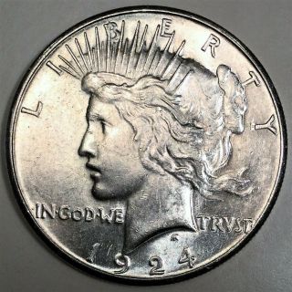 1924 - S Peace Dollar Au/bu Coin Rare Date