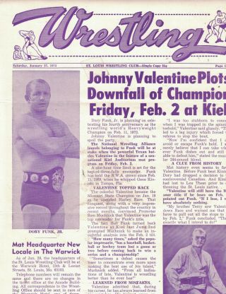 Rare St Louis Wrestling Program February 2,  1973 7 - 20