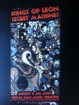 Kings Of Leon Secret Machines Rare Michigan Concert Tour Gig Poster