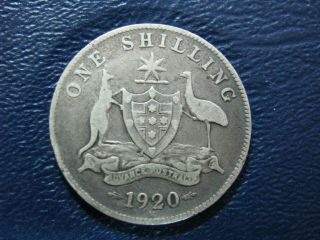 Australia 1920 M Silver Shilling Coin Rare Key Date Extra Fine 8 Pearls,  C L74