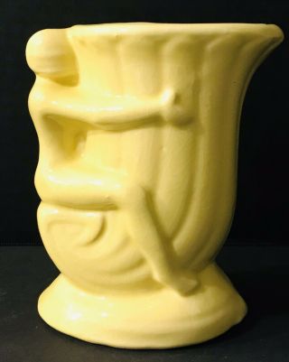 Mccoy Art Pottery Deco Nude Vase Planter Rare Unusual Woman Girl Yellow