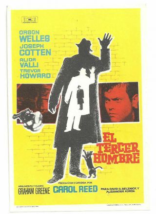 The Third Man Orson Welles Carol Reed Cotten Rare Spanish Herald Mini Poster
