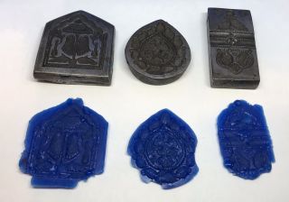 3 Metal Jewelry Making Stamp Die Cast Relief Molds Rare Estate Find