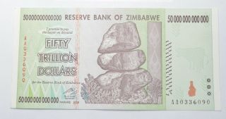 Rare 2008 50 Trillion Dollar - Zimbabwe - Uncirculated Note - 100 Series 717