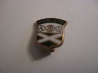 Rare Old Ayr United Football Club Small Enamel Brooch Pin Badge