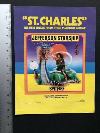 Jefferson Starship " Spitfire " Rare 1976 11x14 " Print Ad