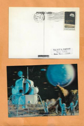 Apollo 11 Moon Landing Jul 20,  1969 Apollo Pa 3 - D Space Postcard Rare